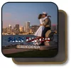 San Diego California Square Fridge Magnet - Kiss Sculptue and Downtown Skyline