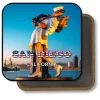 San Diego California Square Fridge Magnet - Kiss Sculptue and Downtown Skyline at Subset