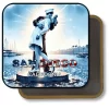 San Diego California Square Fridge Magnet - Water Ink Painting of Kiss Sculptue and Bay