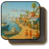 San Diego California Square Fridge Magnet - Happy Life in Seaport Village Painitng 2