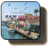 San Diego California Square Fridge Magnet - Happy Life in Seaport Village Painitng