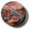 San Diego California Round Fridge Magnet - Sunset at Seaport Village