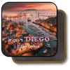 San Diego California Square Fridge Magnet - Sunset at Seaport Village