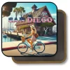 San Diego California Square Fridge Magnet - Sunlit Stroll by the Marina