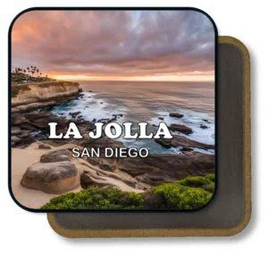 San Diego California Souvenir Magnet - La Jolla Sunset Over Rocky Shore