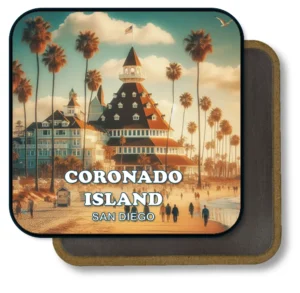 San Diego California Souvenir Magnet - Coronado Island Hotel Del Coronado Palm Skyline
