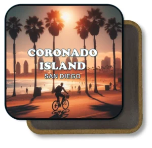 San Diego California Souvenir Magnet - Sunset Bike Ride On Coronado Beach
