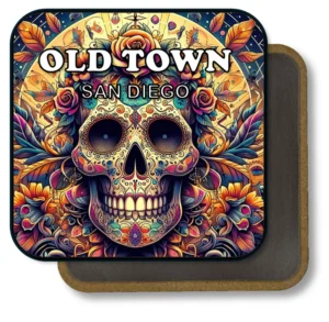 San Diego California Souvenir Magnet - Ornate Skull Surrounded by Flowers