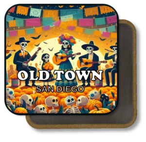 San Diego California Souvenir Magnet - Skeleton Band Performing under Papel Picado