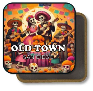 San Diego California Souvenir Magnet - Festive Skeletons with Guitars and Candles
