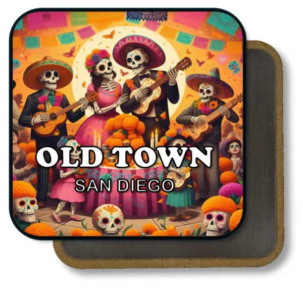 San Diego California Souvenir Magnet - Festive Skeletons with Guitars and Candles