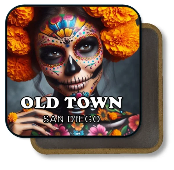 San Diego California Souvenir Magnet - Woman with Marigold Sugar Skull Makeup