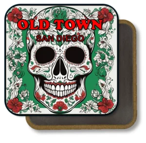 San Diego California Souvenir Magnet - Sugar Skull with Green and Red Design
