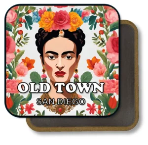 San Diego California Souvenir Magnet - Catrina Illustration with Colorful Rose Frame