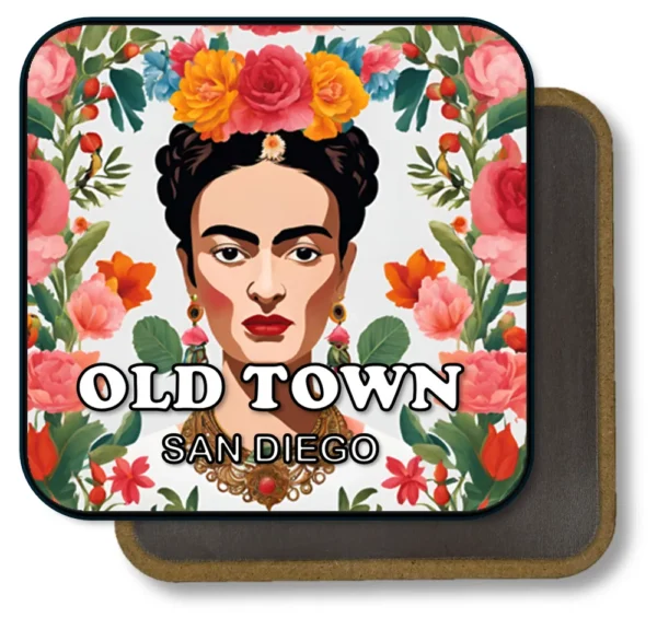 San Diego California Souvenir Magnet - Catrina Illustration with Colorful Rose Frame