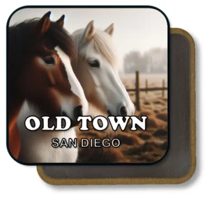 San Diego California Souvenir Magnet - Brown and White Horses at Fence