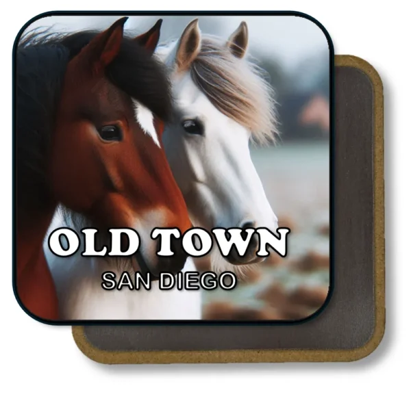 San Diego California Souvenir Magnet - Close Brown and White Horses Together