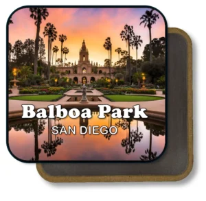 San Diego California Souvenir Magnet - Sunset View of Balboa Park Courtyard