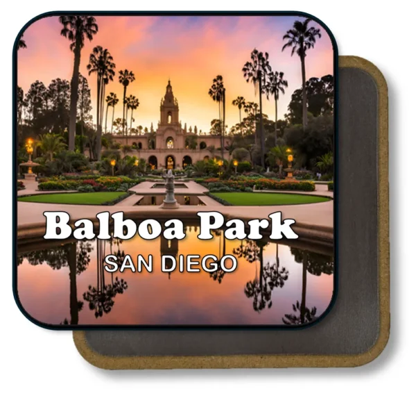 San Diego California Souvenir Magnet - Sunset View of Balboa Park Courtyard