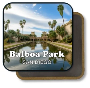 San Diego California Souvenir Magnet - Reflecting Pool Surrounded by Balboa Park Palms